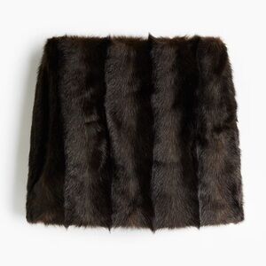 H&M Faux Fur Mini Skirt - Dark Brown